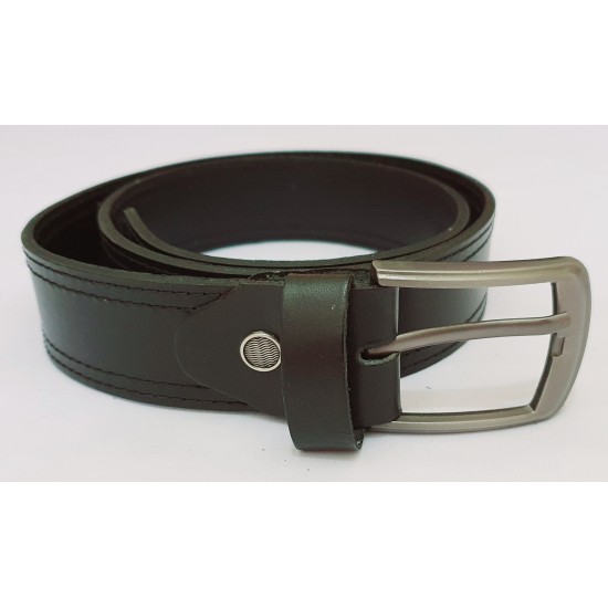 Men's Black/Dark Tan Real Leather Handmade Belt Zest-MHB-006