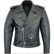 Mens Leather Marlon Brando Motorcycle Jacket - Touring Motorbike Jacket With CE - Zest-MHJ-009