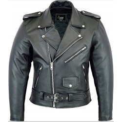Mens Leather Marlon Brando Motorcycle Jacket - Touring Motorbike Jacket With CE - Zest-MHJ-009
