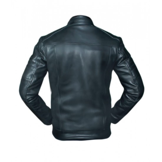 Made-to-measure|Men's Black/Brown Real Leather Handmade Jacket Zest-MHJ-001