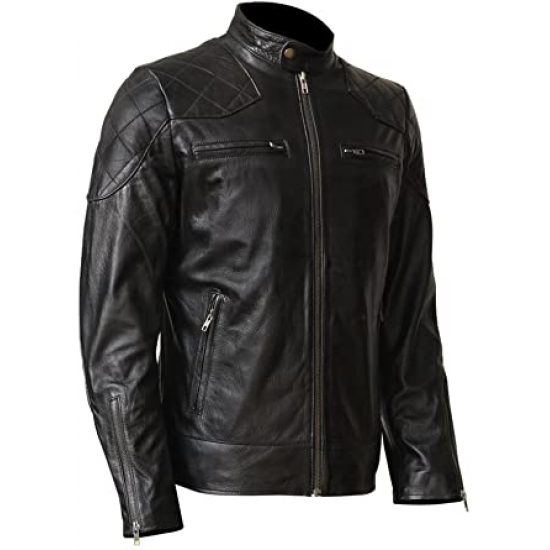 Made-to-measure|Men's Black & Red Real Leather Handmade Jacket Zest-MHJ-002