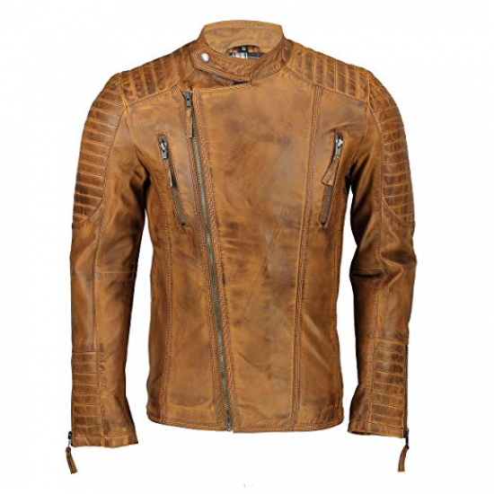 Made-to-measure|Men's Black/Brown Real Leather Handmade Jacket Zest-MHJ-005