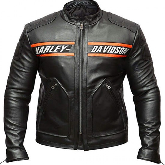 Made-to-measure|Men's Black Harley Davidson Real Leather Biker Jacket - Zest-MHJ-006