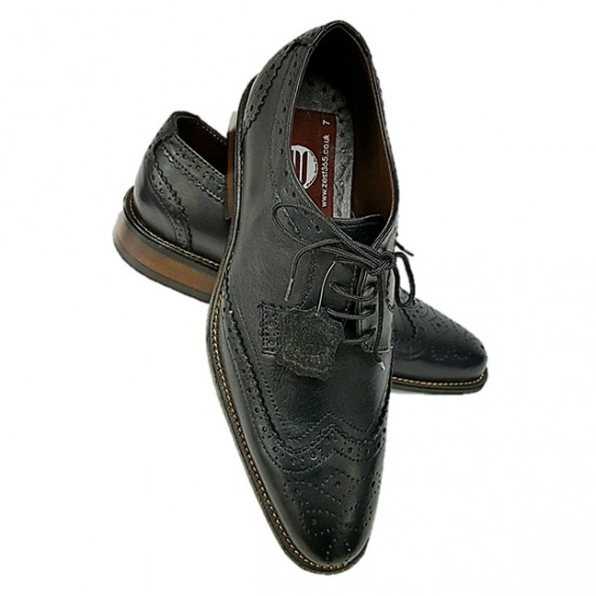 Real Leather Black Brogues Italian Design ZEST-MHS-027