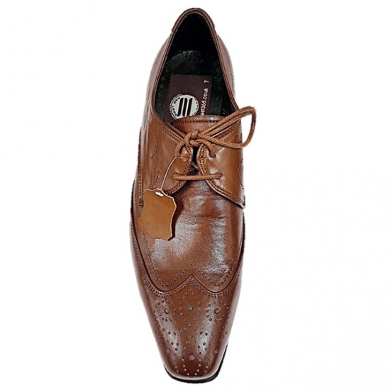 Dark Tan Lace Up Brogues Italian Design ZEST-MHS-005