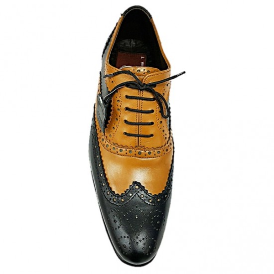 Tan and Black Lace Up Italian Real Leather Brogues ZEST-MHS-001