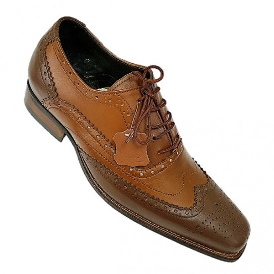 Dark Tan and Brown Italian Brogues, Smart Shoes ZEST-MHS-015