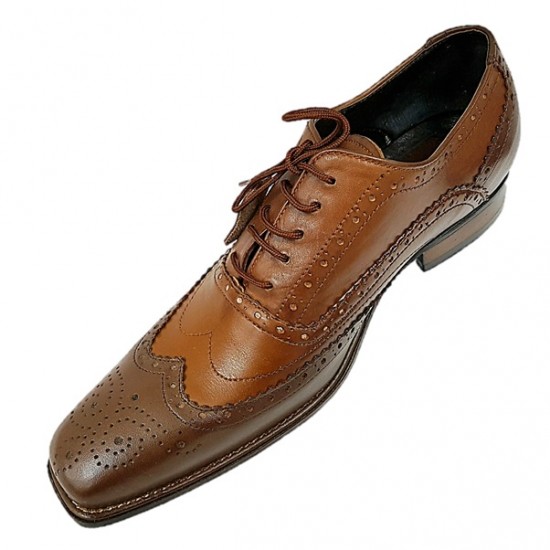 Dark Tan and Brown Italian Brogues, Smart Shoes ZEST-MHS-015