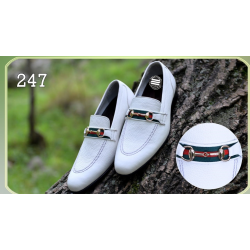Men's White Designer Real Leather Slip-on Smart Dress Shoes Men's White Designer Real Leather Slip-on Smart Dress Shoes