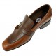 Dark Tan and Brown Slip On Italian Design Smart Dress Shoes ZEST-MHS-016