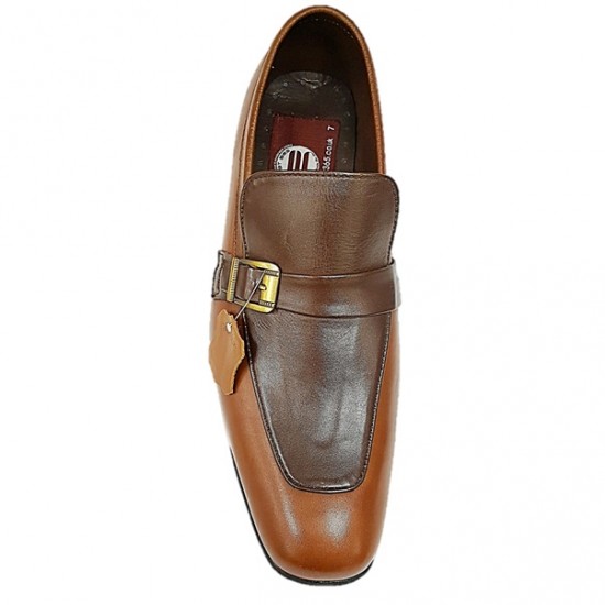 Dark Tan and Brown Slip On Italian Design Smart Dress Shoes ZEST-MHS-016