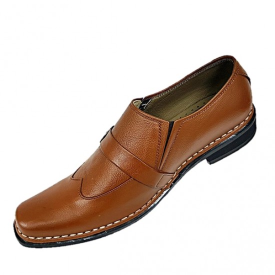 Tan Single Strap Slip On Designer Italian Smart Dress Shoes ZEST-MHS-031