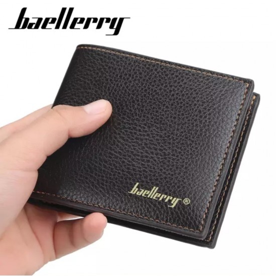 Baellerry Black/Brown Leisure Style Slim Men's Coin Pocket Vertical Leather Wallet - Baellerry-MW-001