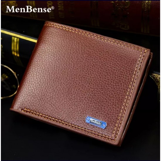 MenBense Fashion Vintage Style Men's Black/Brown/Tan Leisure Short PU Leather Wallet - MenBense-MW-001