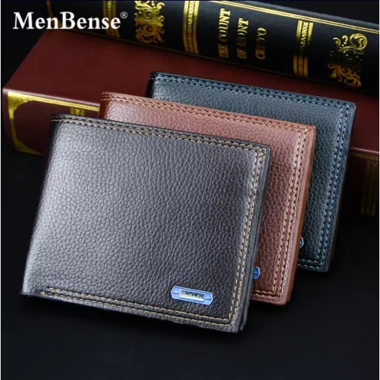 MenBense Fashion Vintage Style Men's Black/Brown/Tan Leisure Short PU Leather Wallet - MenBense-MW-001