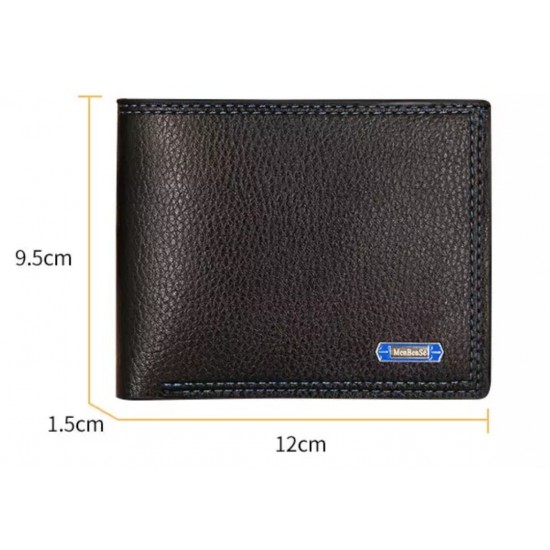 MenBense Fashion Vintage Style Men's Black/Brown/Tan Leisure Short PU Leather Wallet - MenBense-MW-001