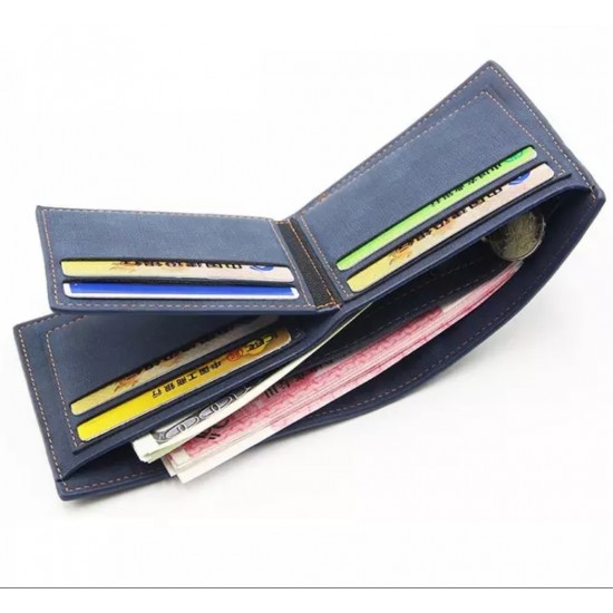 Men's Stylish Simple Casual Black/Coffee/Navy/Tan Leisure Short PU Leather Wallet - Zest-MW-001