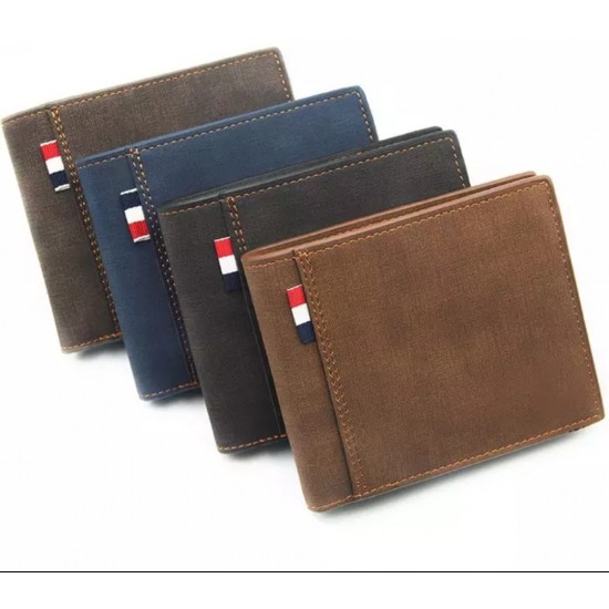 Men's Stylish Simple Casual Black/Coffee/Navy/Tan Leisure Short PU Leather Wallet - Zest-MW-001